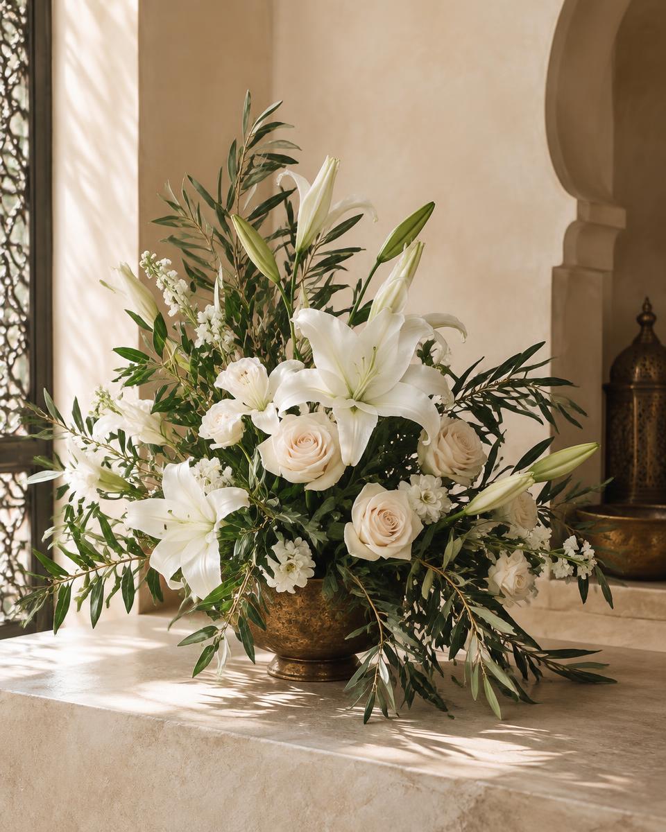 Composition florale pour deuil et condoléances à Rabat